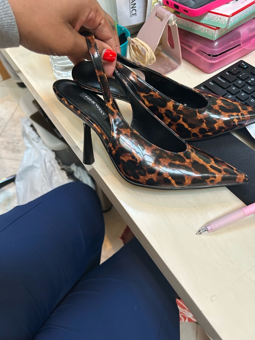Nine West Leopard-Print Slingback Pumps in Brown and Black
